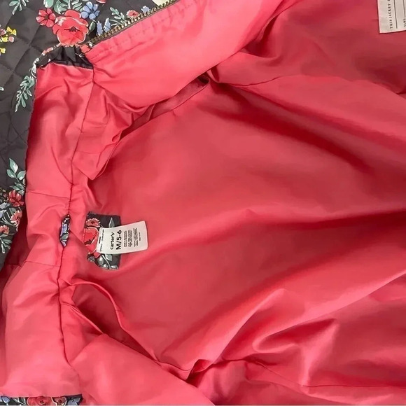 CARTER’S Kids Girl's M 5/6 Quilted Lightweight Lined Hooded Full Zip Jacket - Picture 6 of 7